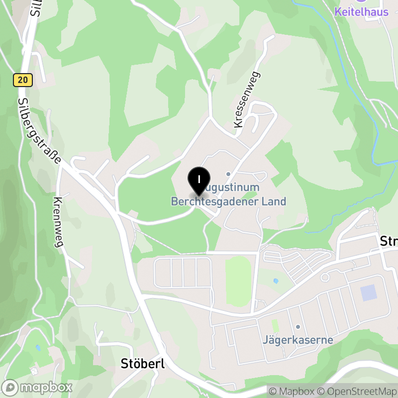 Kartenausschnitt:Augustinum Berufsfachschule für Pflege Berchtesgadener Land in Bischofswiesen-Strub