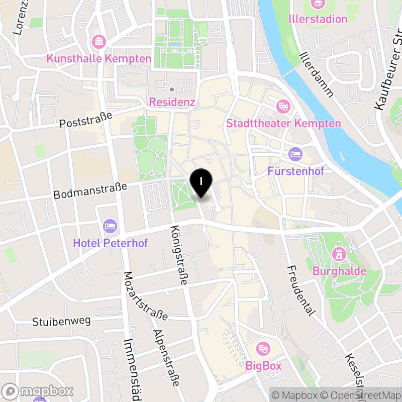 Kartenausschnitt:Internationale Berufsfachschule für Pflege Kempten (Allgäu) der Kolping Pflegeschule gGmbH