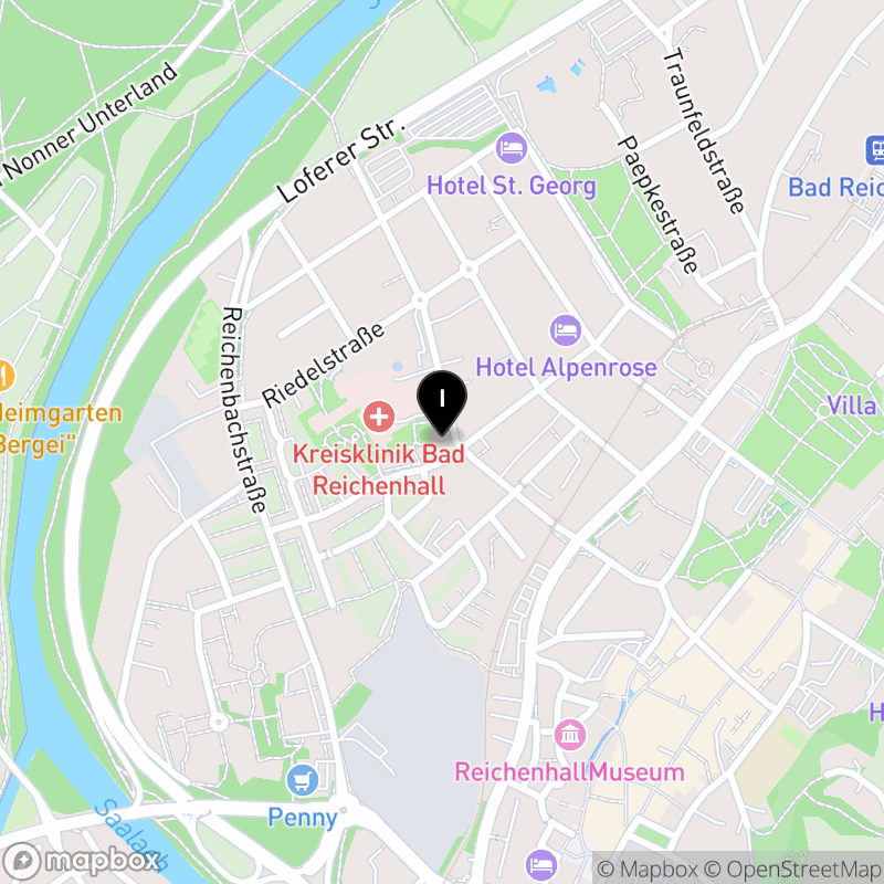 Kartenausschnitt:Berufsfachschule für Pflege Bad Reichenhall der Kliniken Südostbayern AG