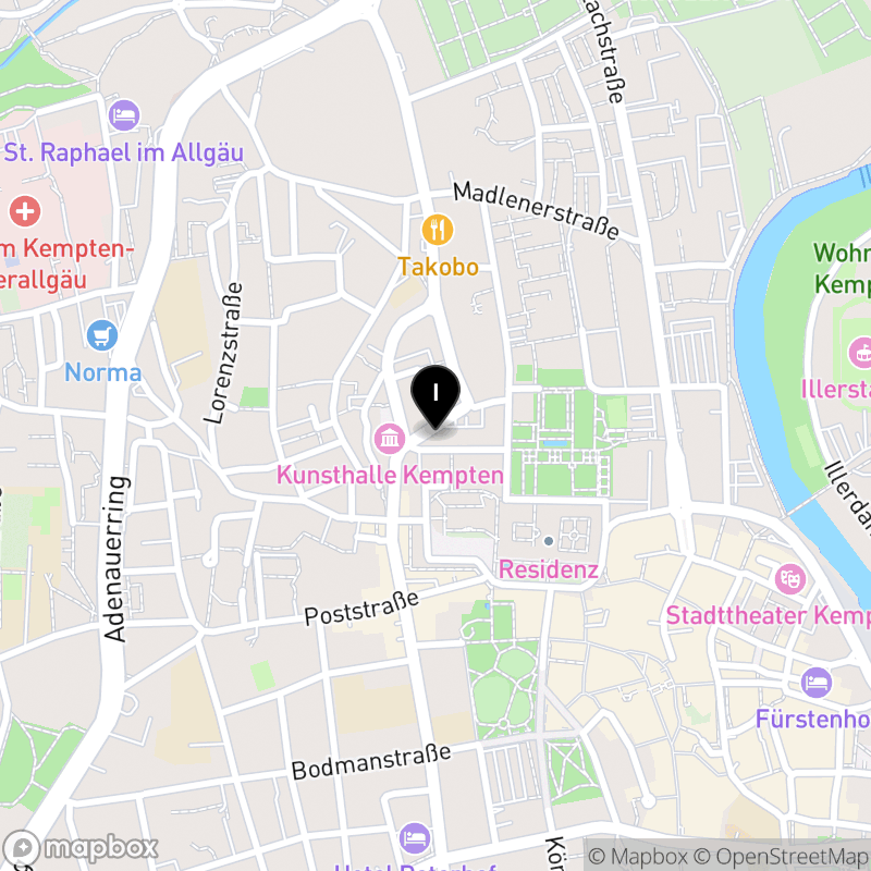 Kartenausschnitt:Berufsfachschule für Medizinische Technologie Kempten Kempten des Klinikverbunds Allgäu gGmbH