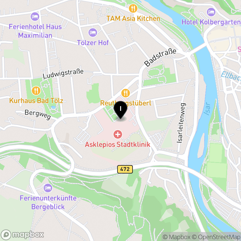 Kartenausschnitt:Berufsfachschule für Krankenpflegehilfe der Asklepios Krankenpflegeschulen Bad Tölz