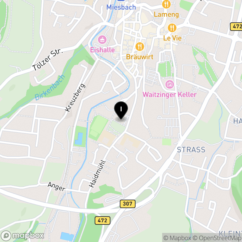 Kartenausschnitt:Berufsfachschule für Pflege der Gemeinnützigen Gesellschaft für soziale Dienste - DAA - mbH Miesbach