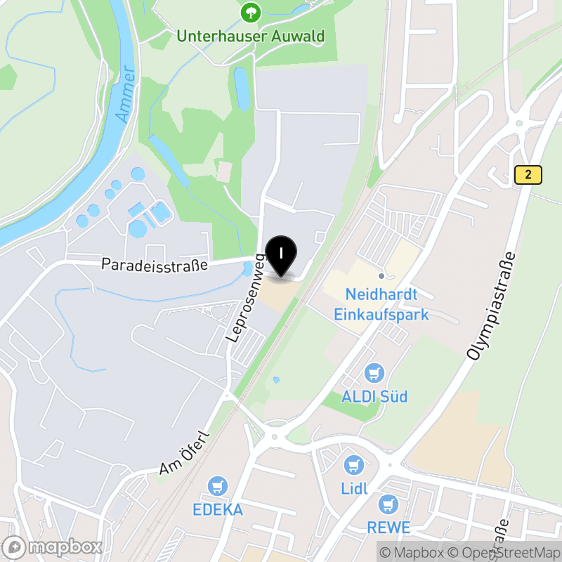 Kartenausschnitt:Private Berufsfachschule für Fremdsprachenberufe des Vereins Private Oberlandschulen Weilheim e.V.