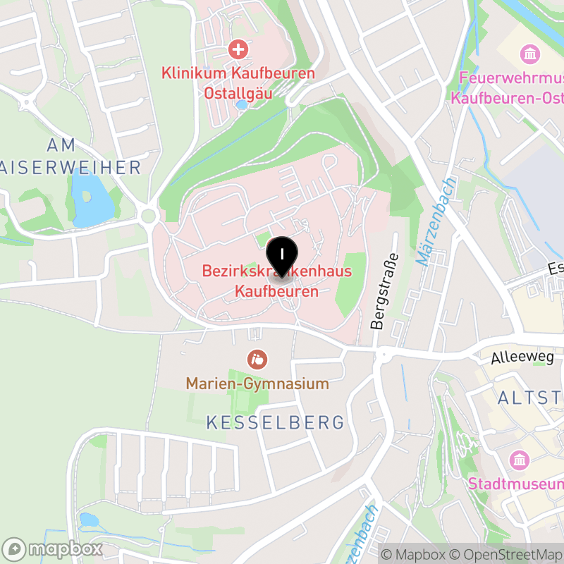 Kartenausschnitt:Berufsfachschule für Pflege der Bezirksklinik Schwaben in Kaufbeuren