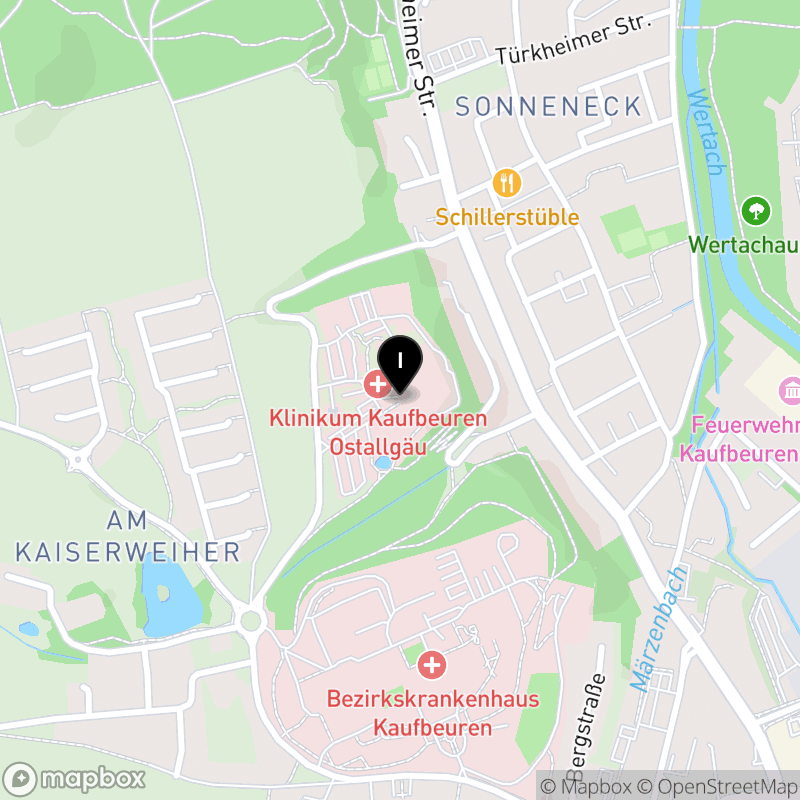 Kartenausschnitt:Berufsfachschule für Pflege am Klinikum Kaufbeuren der Kliniken Ostallgäu-Kaufbeuren (gKU)