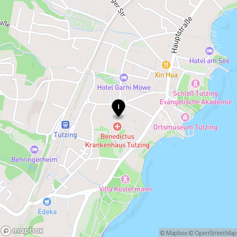 Kartenausschnitt:Berufsfachschule für Krankenpflegehilfe am Benedictus Krankenhaus Tutzing der Artemed SE