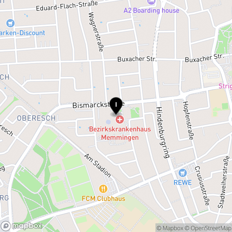 Kartenausschnitt:Berufsfachschule für Pflege am Klinikum Memmingen, Anstalt des öffentlichen Rechts Memmingen