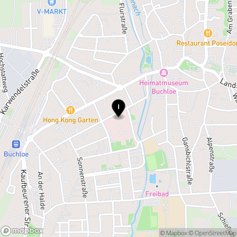 Kartenausschnitt:Berufsfachschule für Krankenpflegehilfe Buchloe der Kliniken Ostallgäu-Kaufbeuren (gKU)