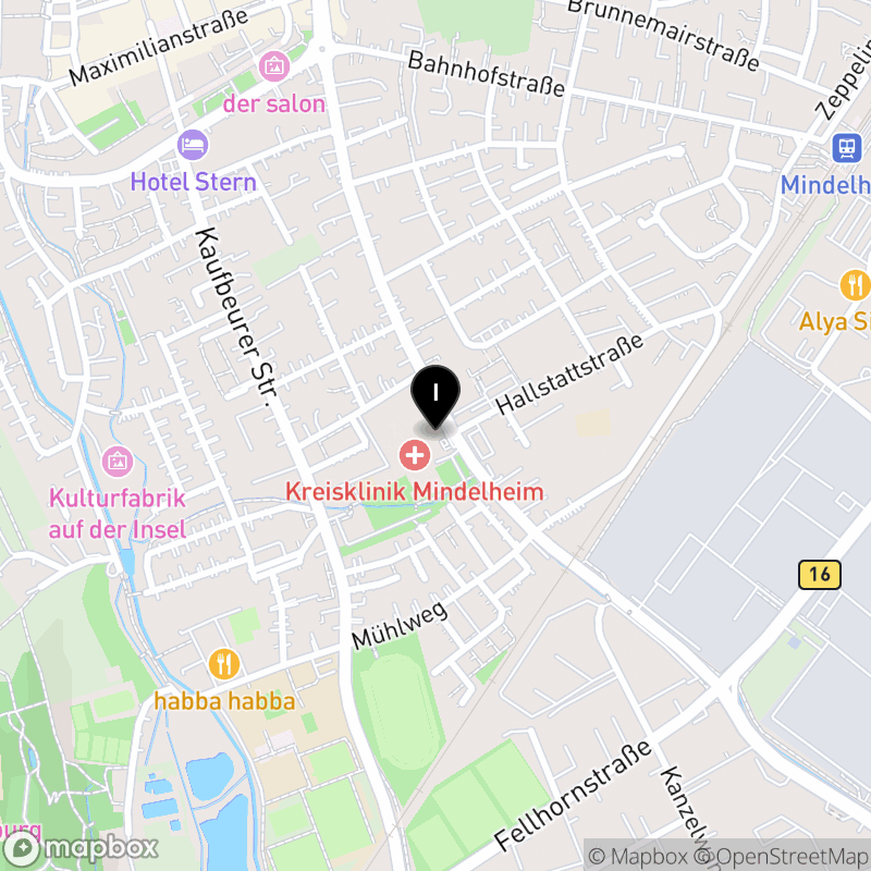 Kartenausschnitt:Berufsfachschule für Pflege der Klinikverbund Allgäu gGmbH an der Kreisklinik Mindelheim