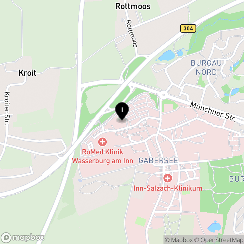 Kartenausschnitt:kbo-Berufsfachschule für Pflege Kliniken des Bezirks Oberbayern Wasserburg