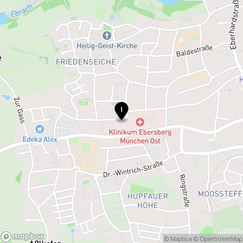 Kartenausschnitt:Berufsfachschule für Pflege Kreisklinik Ebersberg gGmbH in Ebersberg