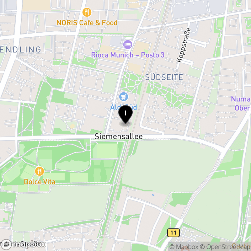 Kartenausschnitt:Berufsfachschule für Pflege der Hilfe im Alter gemeinn. GmbH der Inneren Mission München