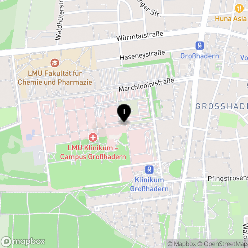 Kartenausschnitt:Staatliche Berufsfachschule für Physiotherapie am Klinikum der Universität München
