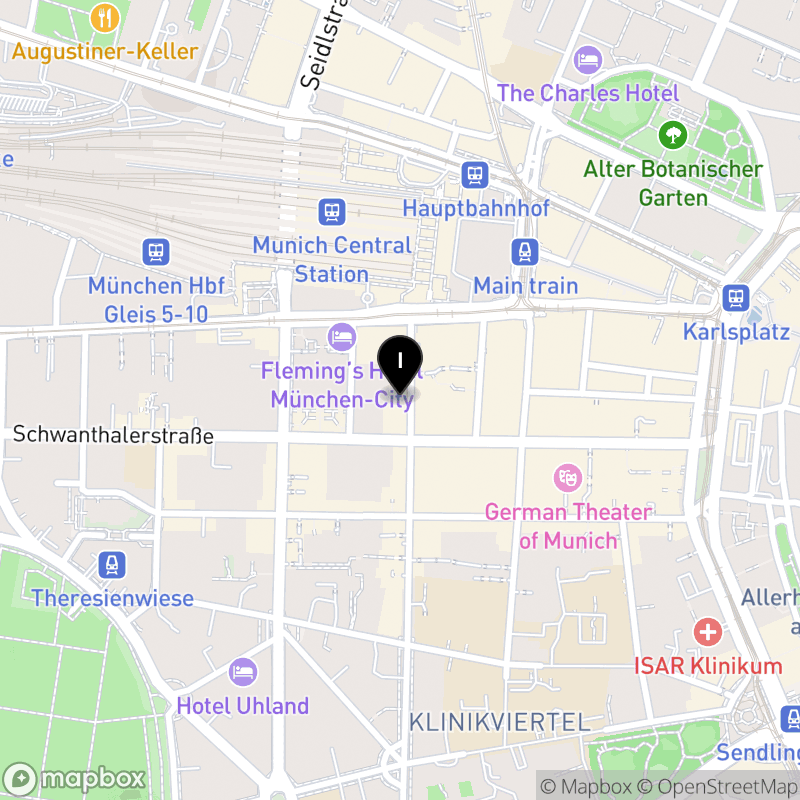 Kartenausschnitt:Private GBS Fachakademie für Wirtschaft München der GBS Schulen, staatlich anerkannt