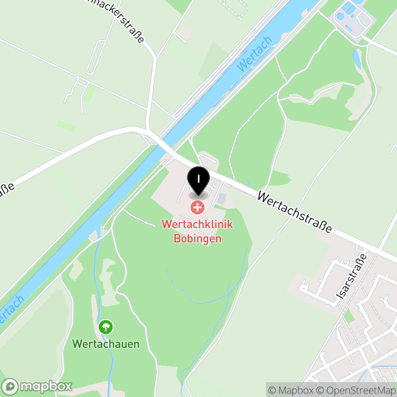 Kartenausschnitt:Berufsfachschule für Krankenpflegehilfe der Wertachkliniken Bobingen und Schwabmünchen an der Wertachklinik