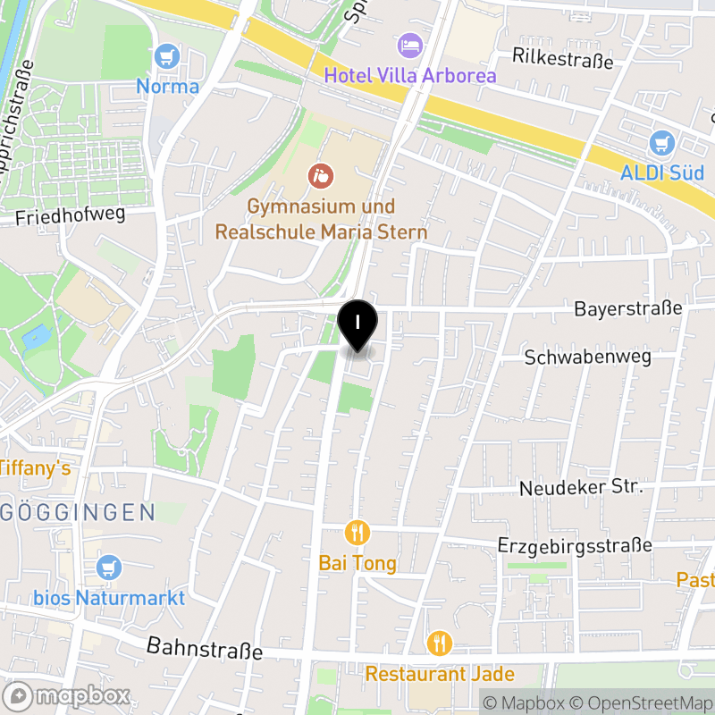 Kartenausschnitt:Berufsfachschule für pharmazeutisch-technische Assistenten Augsburg