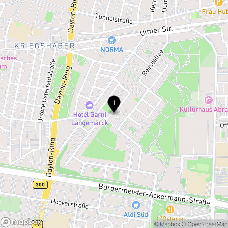 Kartenausschnitt:Berufsfachschule für Physiotherapie beim Universitätsklinikum Augsburg