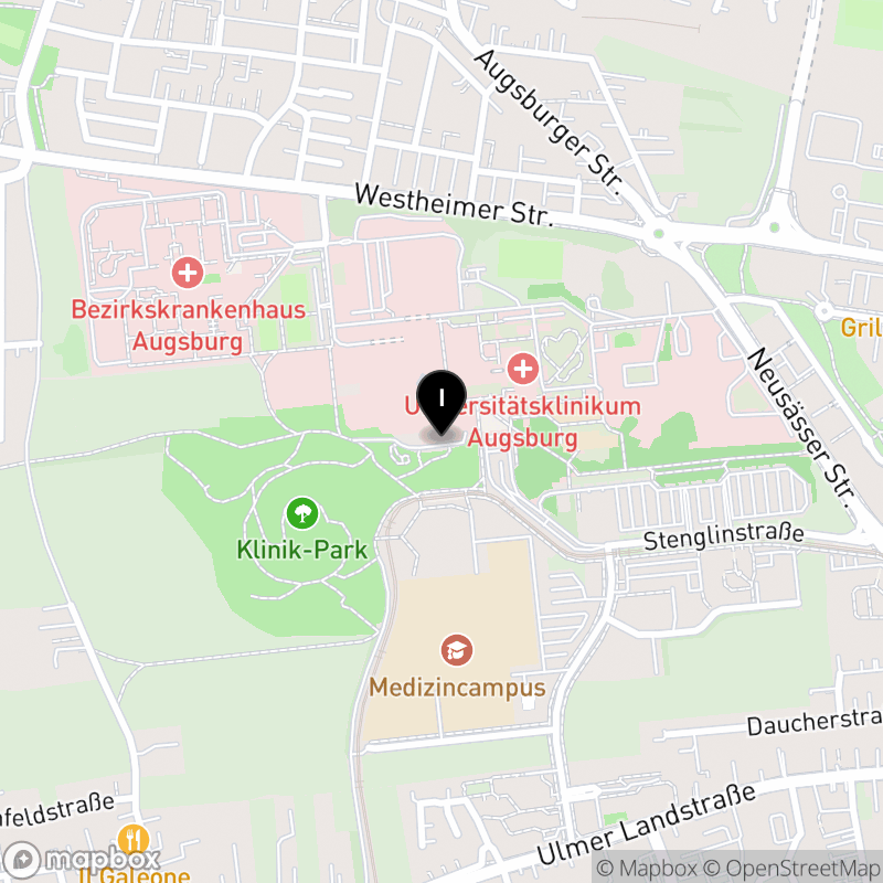 Kartenausschnitt:Berufsfachschule für Logopädie der Bezirkskliniken Schwaben in Augsburg