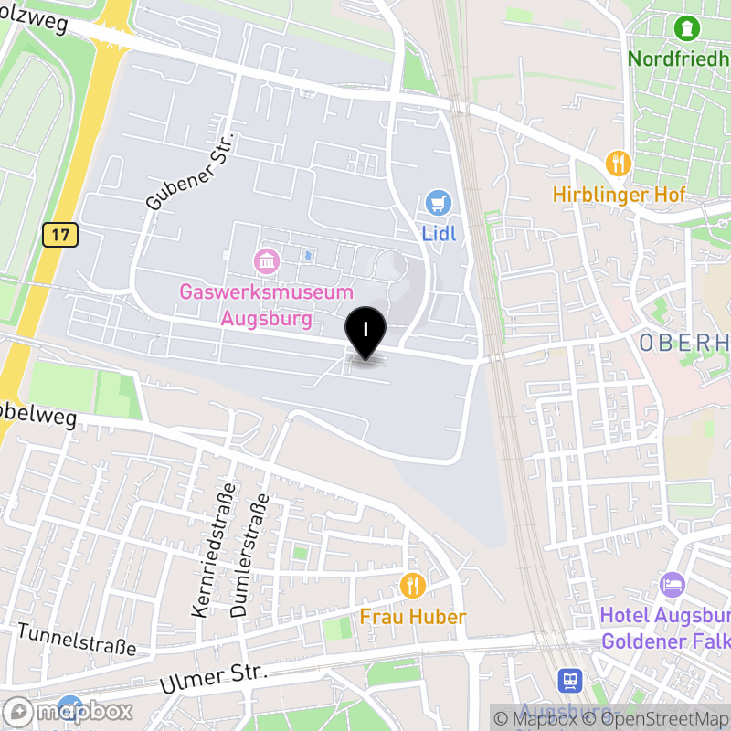 Kartenausschnitt:Berufsfachschule für Medizinische Technologie für Laboratoriumsanalytik Augsburg der Lehmbaugruppe gGm