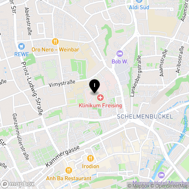 Kartenausschnitt:Berufsfachschule für Krankenpflegehilfe der Klinikum Freising GmbH in Freising
