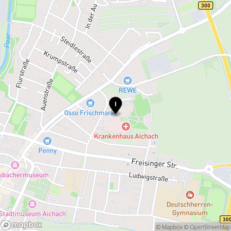 Kartenausschnitt:Berufsfachschule für Krankenpflegehilfe Aichach des Berufsbildungszentrums Augsburg