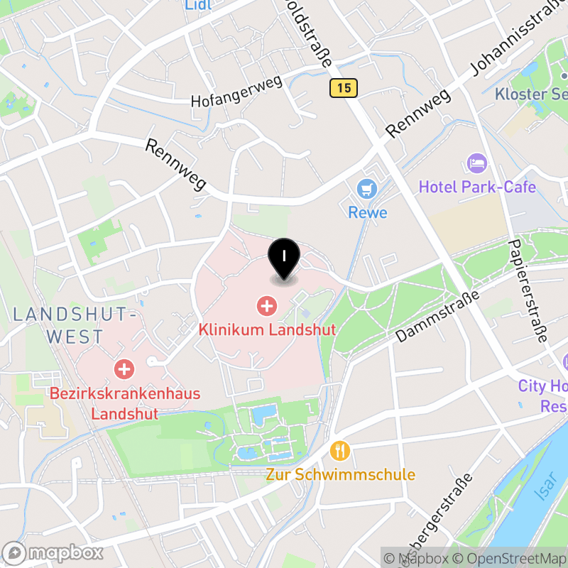 Kartenausschnitt:Private Berufsfachschule für Pflege Klinikum Landshut gGmbH