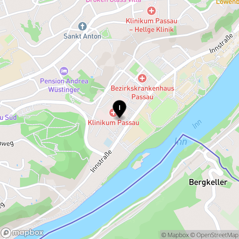 Kartenausschnitt:Berufsfachschule für Pflege am Klinikum Passau