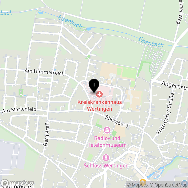 Kartenausschnitt:Berufsfachschule für Pflege der Kreiskliniken Dillingen-Wertingen gGmbH Wertingen