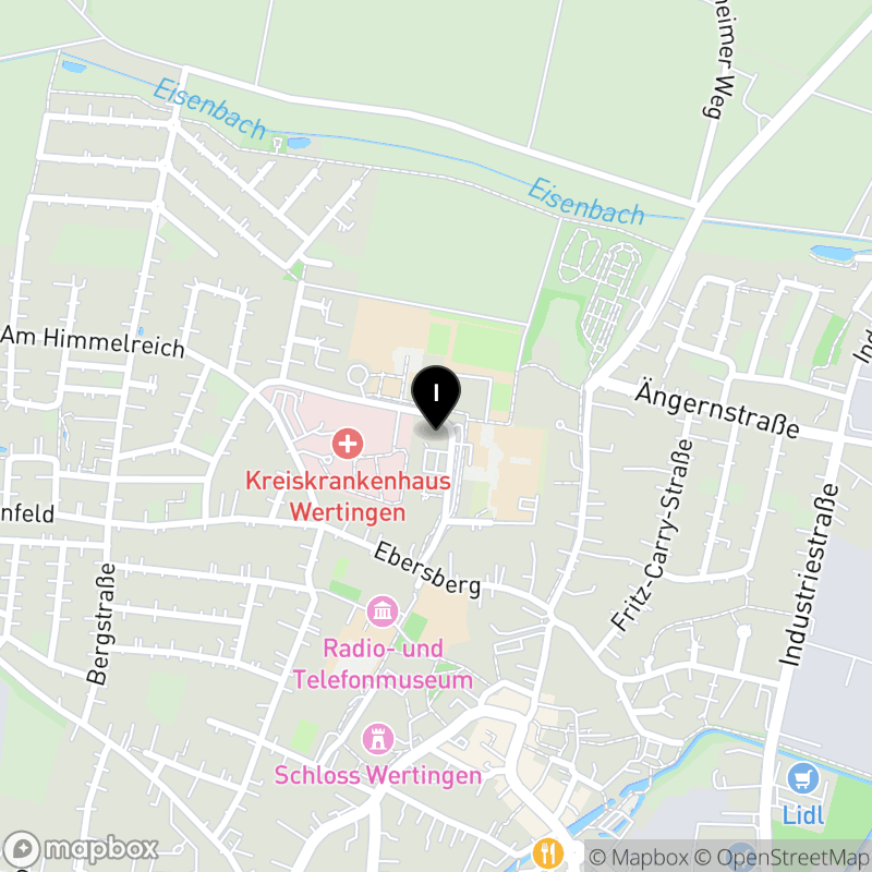 Kartenausschnitt:Berufsfachschule für Altenpflegehilfe Wertingen der Kreiskliniken Dillingen-Wertingen gGmbH