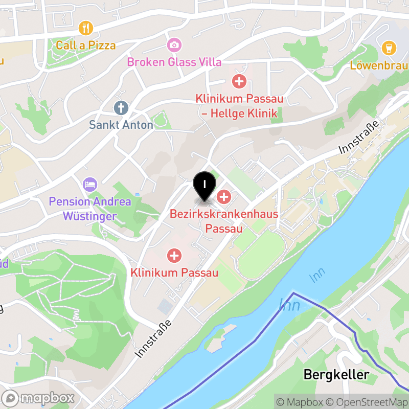 Kartenausschnitt:Berufsfachschule für Pflege der Kinderklinik Dritter Orden Passau