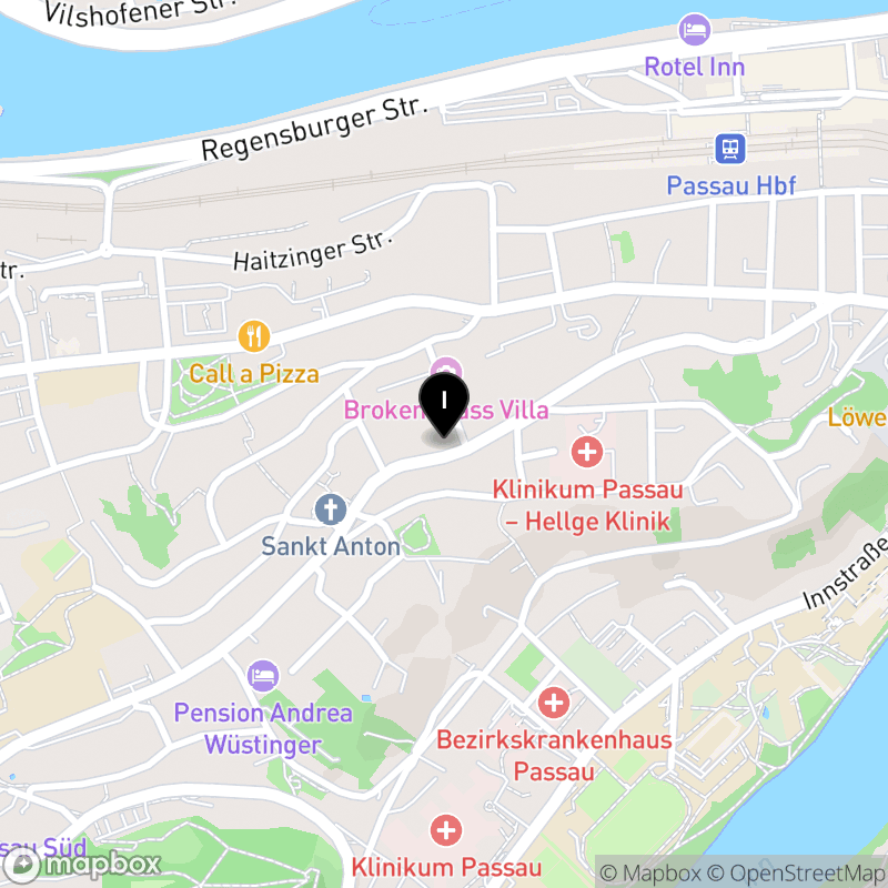 Kartenausschnitt:Berufsfachschule für Altenpflegehilfe der Privaten Berufsakademie für Aus- und Weiterbildung Passau gGmbH