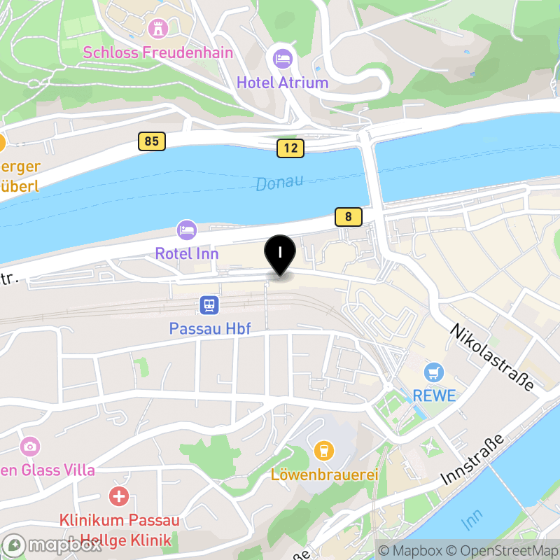 Kartenausschnitt:Private Fachschule für Heilerziehungspflegehilfe Passau der beruflichen Fortbildungszentren der Bayerischen Wirtschaft