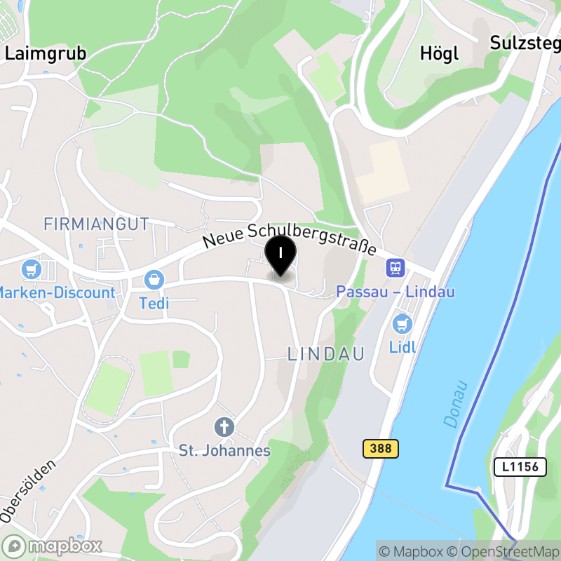 Kartenausschnitt:Private Fachakademie für Darstellende Kunst Passau des Vereins zur Förderung der Kunst des Theaters