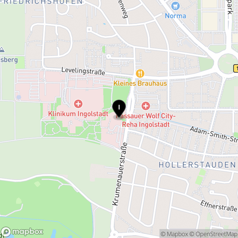 Kartenausschnitt:Berufsfachschule für Krankenpflegehilfe des Krankenhauszweckverbandes am Klinikum Ingolstadt