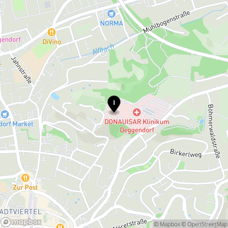 Kartenausschnitt:Berufsfachschule für Physiotherapie am DONAUISAR Klinikum Deggendorf