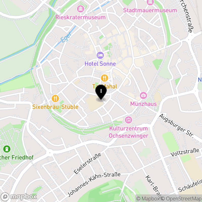 Kartenausschnitt:Fachakademie für Sozialpädagogik Maria Stern Nördlingen des Schulwerks der Diözese Augsburg