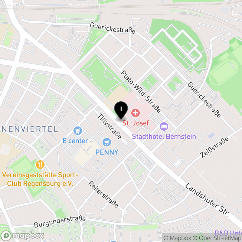 Kartenausschnitt:Berufsfachschule für Pflege Caritas-Krankenhaus St. Josef PflegeCampus Regensburg