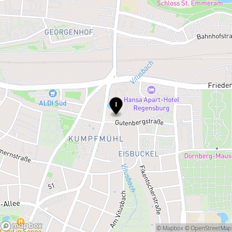 Kartenausschnitt:Private Fachakademie für Heilpädagogik der Kath. Jugendfürsorge, Regensburg