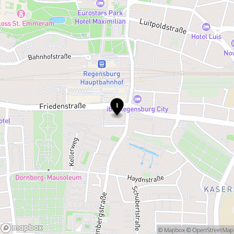 Kartenausschnitt:Private Berufsfachschule für Physiotherapie der Döpfer-Schulen in Regensburg