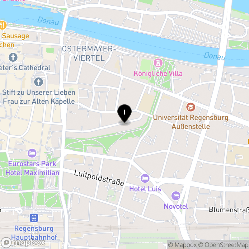 Kartenausschnitt:Private Berufsfachschule für Pflege des maxQ im bfw des DGB in Regensburg