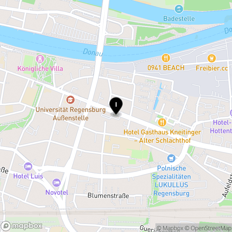 Kartenausschnitt:Private Caritas Fachakademie für Sozialpädagogik Regensburg