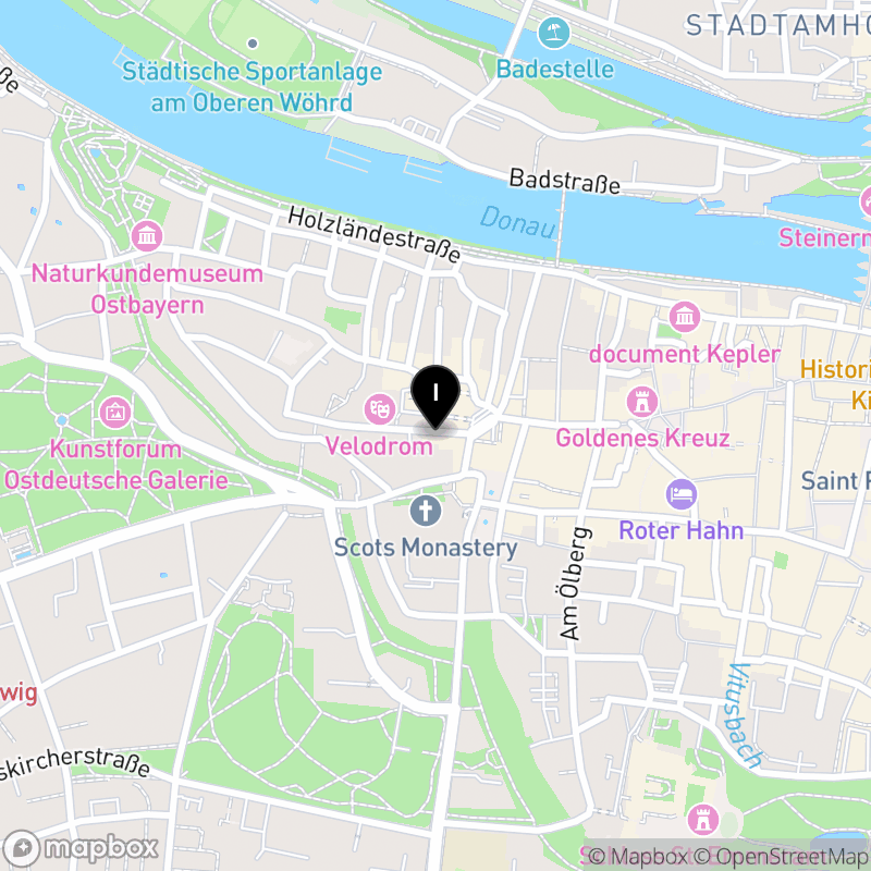 Kartenausschnitt:Akademie für Darstellende Kunst Bayern Staatlich anerkannte Fachakademie in Regensburg