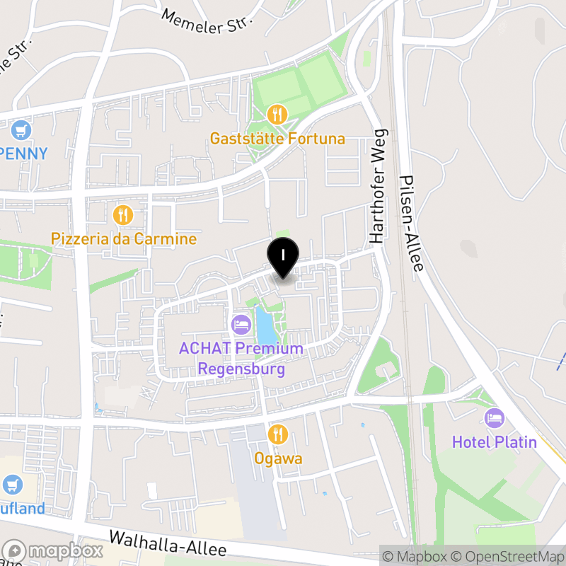 Kartenausschnitt:Private Berufsfachschule für Physiotherapie der Pschick Group Schulen Regensburg