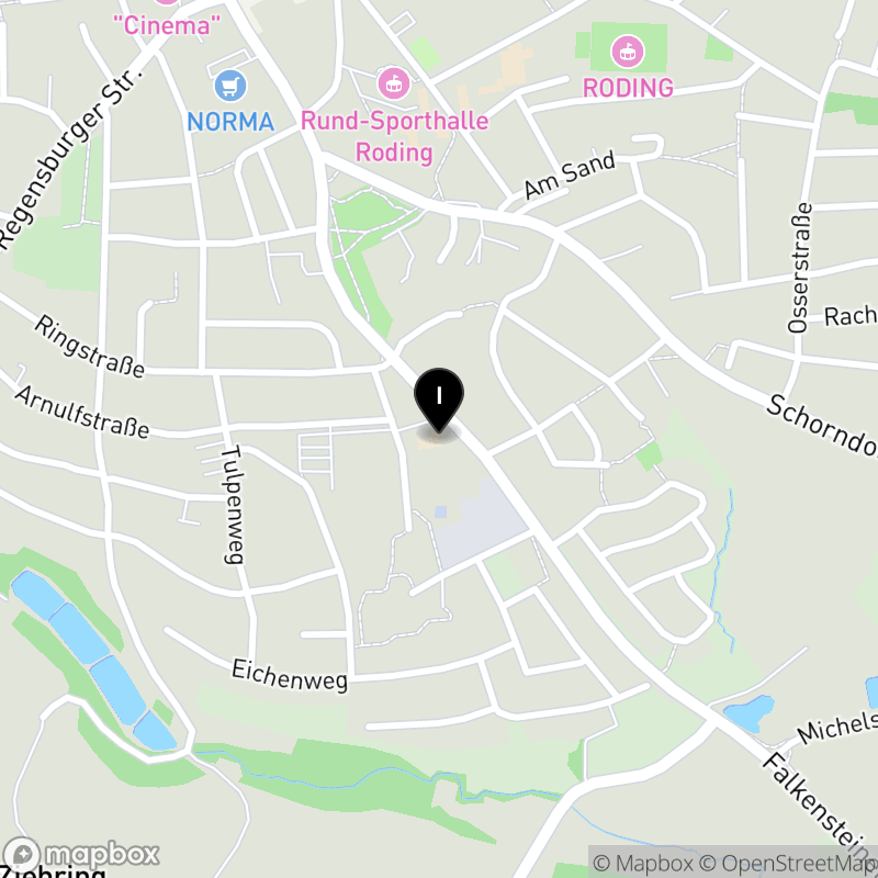 Kartenausschnitt:Sana Berufsfachschule für Krankenpflegehilfe am Gesundheitscampus Roding