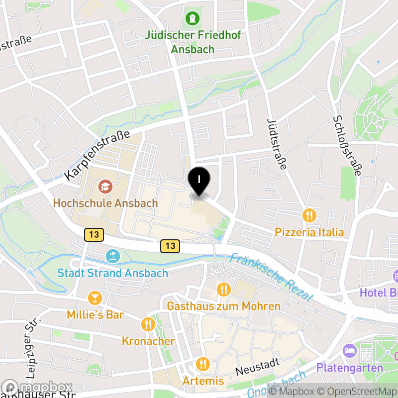 Kartenausschnitt:Staatliche Berufsfachschule für Kinderpflege Ansbach