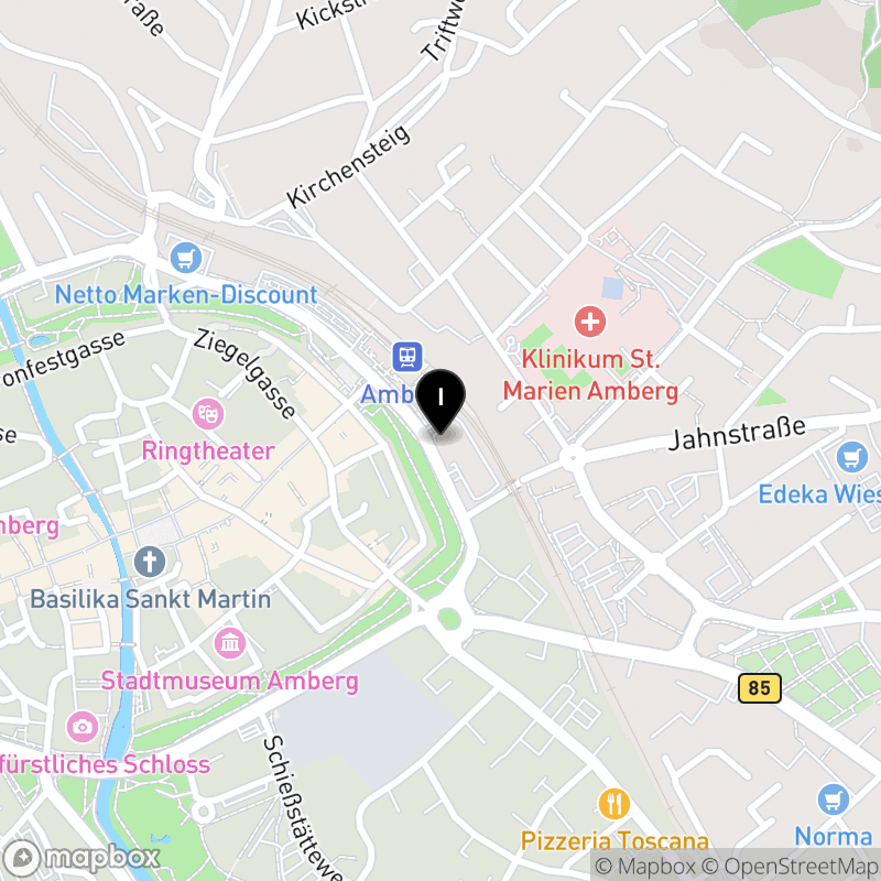 Kartenausschnitt:Private Berufsfachschule für Pflege der ISE gGmbH in Amberg