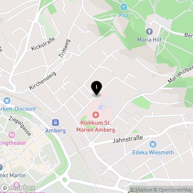 Kartenausschnitt:Berufsfachschule für Pflege des Klinikum St. Marien in Amberg