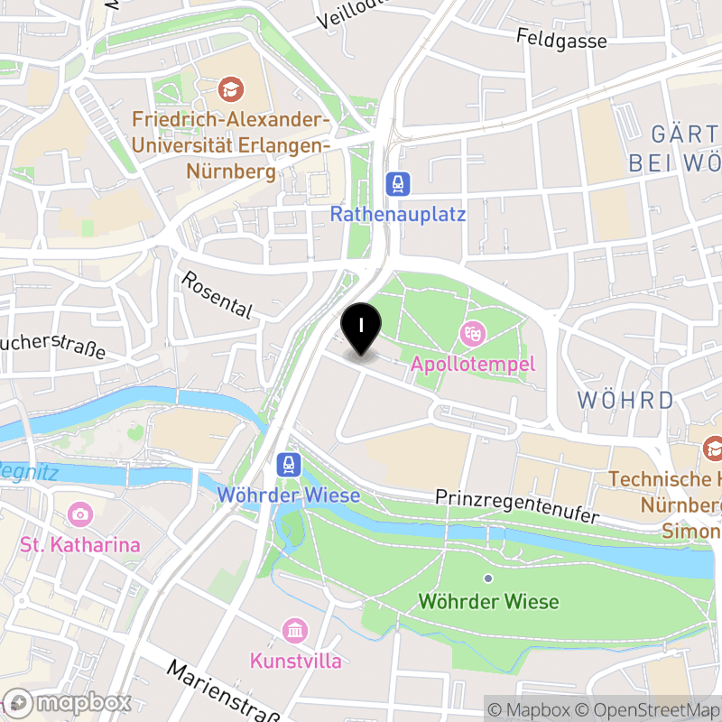 Kartenausschnitt:Private Berufsfachschule für Physiotherapie Nürnberg der Döpfer Schulen Nürnberg GmbH