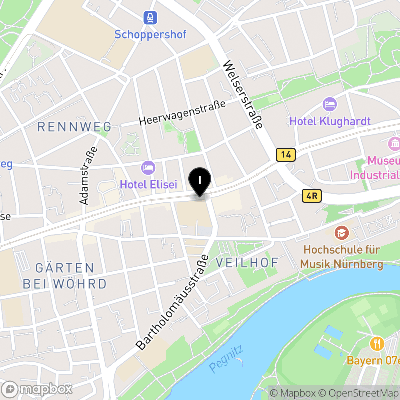 Kartenausschnitt:Private Berufsfachschule für pharmazeutisch-technische Assistenten Nürnberg