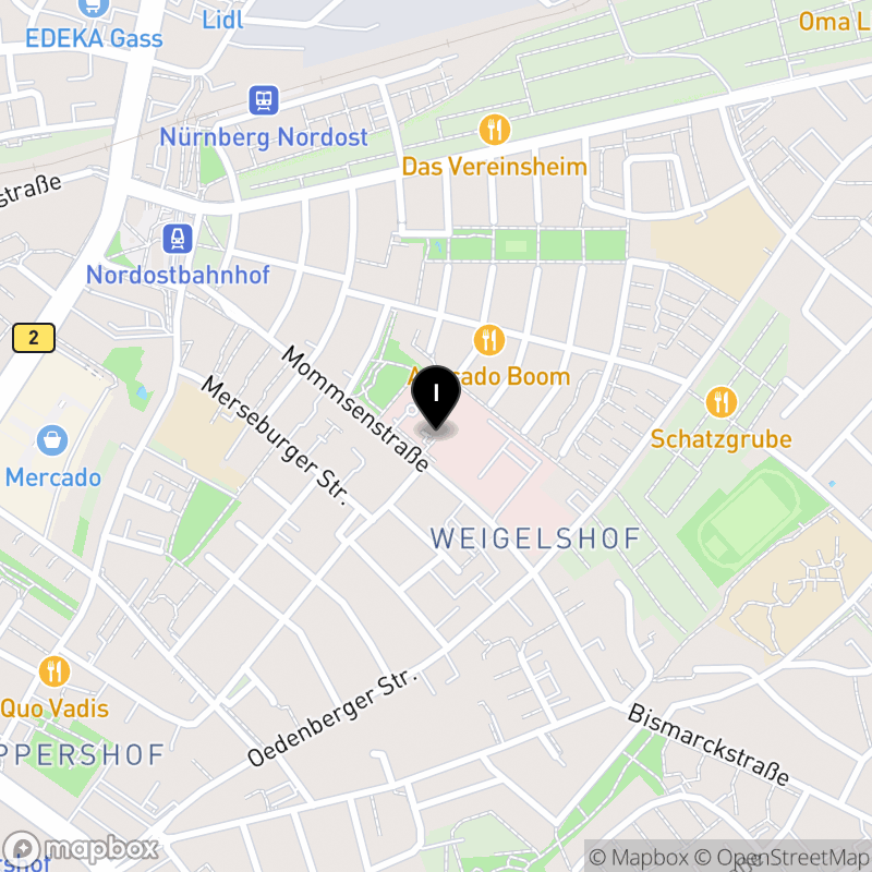 Kartenausschnitt:Berufsfachschule für Krankenpflegehilfe am St. Theresien-Krankenhaus Nürnberg